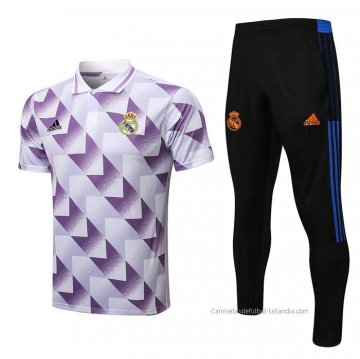 Conjunto Polo del Real Madrid 2022-2023 Blanco y Purpura Conjunto Polo del Real Madrid 2022-2023 Blanco y Purpura