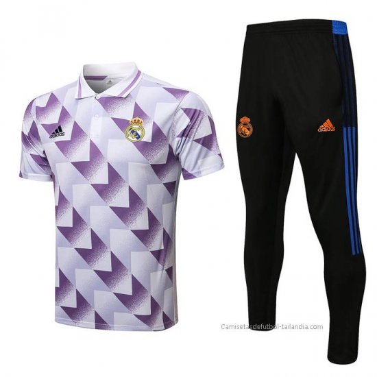Conjunto Polo del Real Madrid 2022-2023 Blanco y Purpura - Haga un click en la imagen para cerrar