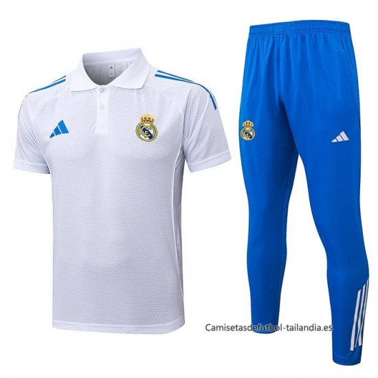 Conjunto Polo del Real Madrid 2025-2026 Blanco Azul - Haga un click en la imagen para cerrar
