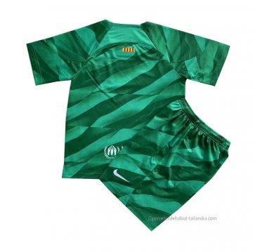 Camiseta Barcelona Portero Nino 2023-2024 Verde