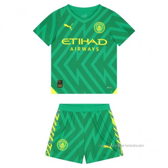 Camiseta Manchester City Portero Nino 2023-2024 Verde - Haga un click en la imagen para cerrar