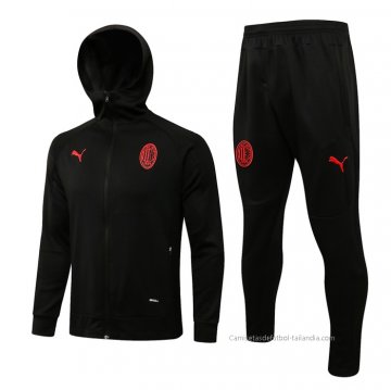 Chandal con Capucha del AC Milan 2021-2022 Negro Chandal con Capucha del AC Milan 2021-2022 Negro