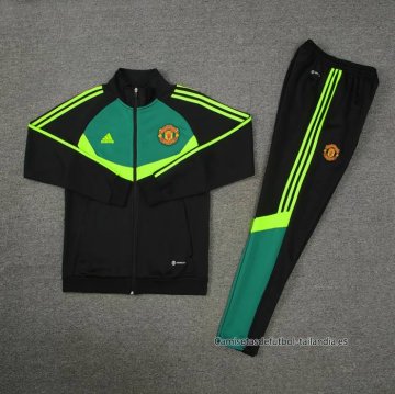 Chandal de Chaqueta del Manchester United 2024-2025 Negro y Verde