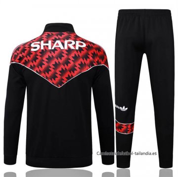 Chandal de Chaqueta del Manchester United 2025-2026 Negro Rojo