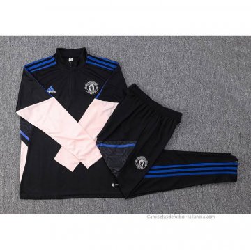 Chandal de Sudadera del Manchester United 2022-2023 Negro y Rosa