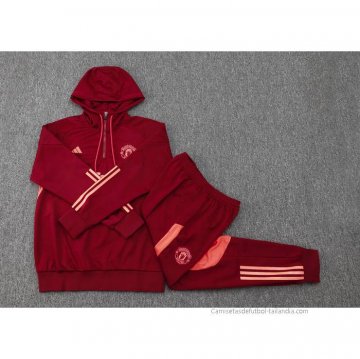 Chandal de Sudadera del Manchester United Nino 2023-2024 Rojo Oscuro