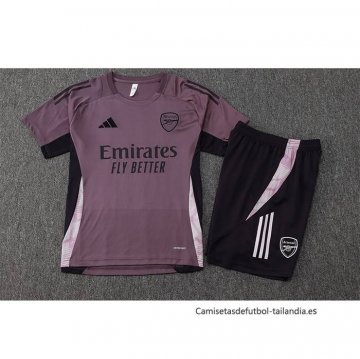 Chandal del Arsenal Manga Corta 2024-2025 Gris Purpura - Pantalon Corto