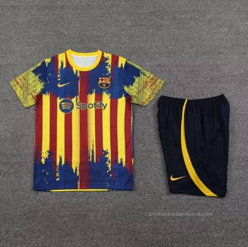 Chandal del Barcelona Manga Corta 2023-2024 Amarillo y Azul - Pantalon Corto