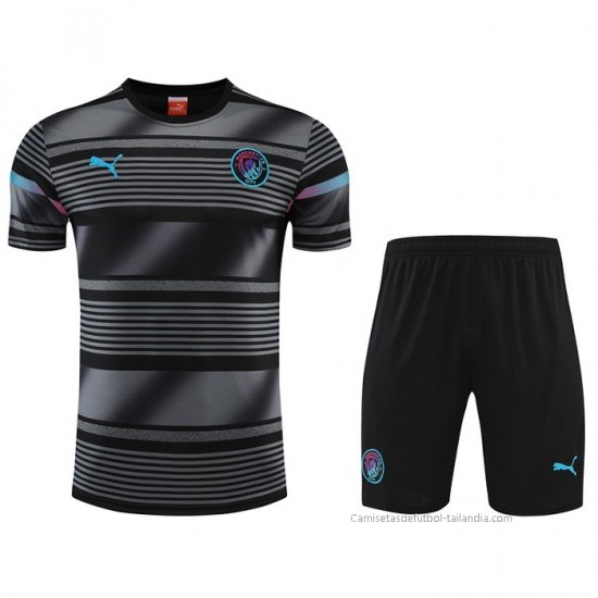 Chandal del Manchester City Manga Corta 2022-2023 Negro - Pantalon Corto - Haga un click en la imagen para cerrar