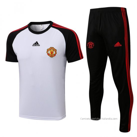 Chandal del Manchester United Manga Corta 2021-2022 Blanco - Haga un click en la imagen para cerrar