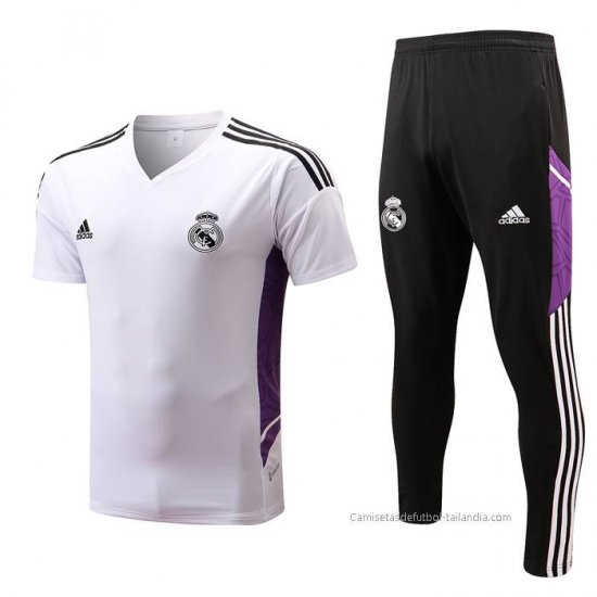 Chandal del Real Madrid Manga Corta 2022-2023 Blanco y Purpura - Haga un click en la imagen para cerrar