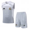 Chandal del Real Madrid Sin Mangas 2025-2026 Gris Blanco
