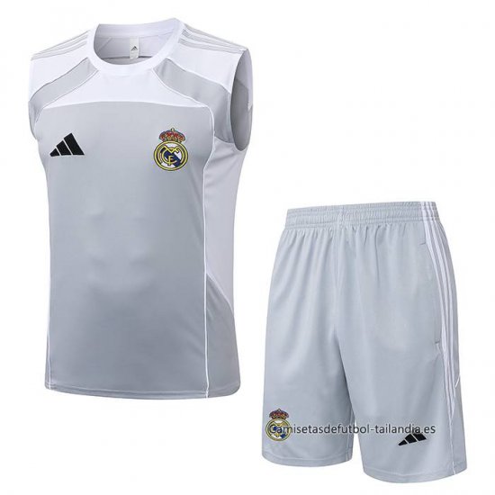 Chandal del Real Madrid Sin Mangas 2025-2026 Gris Blanco - Haga un click en la imagen para cerrar