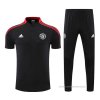 Conjunto Polo del Manchester United 2022-2023 Negro y Rojo