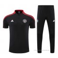 Conjunto Polo del Manchester United 2022-2023 Negro y Rojo