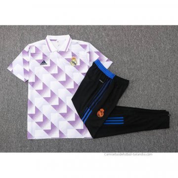 Conjunto Polo del Real Madrid 2022-2023 Blanco y Purpura