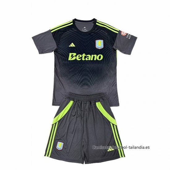 Camiseta Aston Villa Portero Nino 2025-2026 Negro - Haga un click en la imagen para cerrar