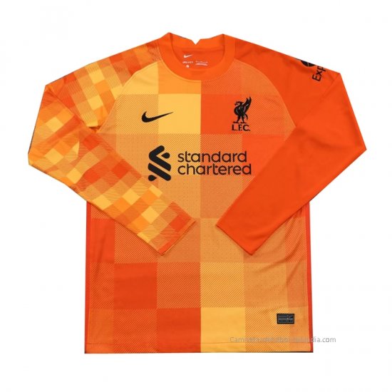 Camiseta Liverpool Portero Manga Larga 2021-2022 Naranja - Haga un click en la imagen para cerrar