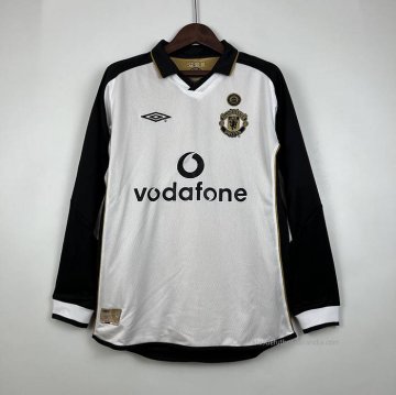 1ª Camiseta Manchester United Retro Ponerse En Doble Cara Manga Larga 2001-2002