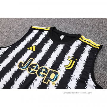 Camiseta de Entrenamiento Juventus Sin Mangas 2023-2024 Negro y Blanco