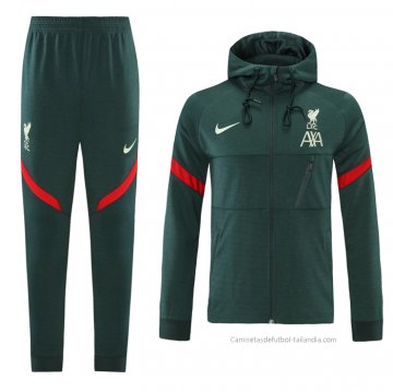 Chandal con Capucha del Liverpool 2021-2022 Verde Chandal con Capucha del Liverpool 2021-2022 Verde