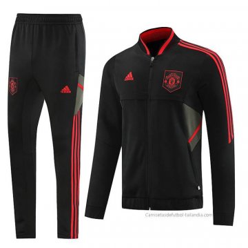 Chandal de Chaqueta del Manchester United 2022-2023 Negro y Rojo