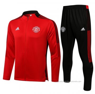 Chandal de Chaqueta del Manchester United 2021-2022 Rojo y Negro Chandal de Chaqueta del Manchester United 2021-2022 Rojo y Negro