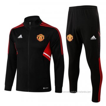 Chandal de Chaqueta del Manchester United Nino 2022-2023 Negro y Rojo Chandal de Chaqueta del Manchester United Nino 2022-2023 Negro y Rojo