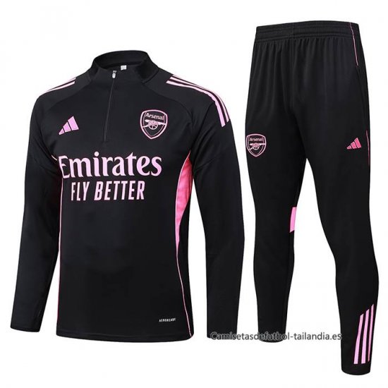 Chandal de Sudadera del Arsenal Nino 2025-2026 Negro Rosa - Haga un click en la imagen para cerrar