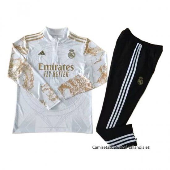 Chandal de Sudadera del Real Madrid Dragon 2024-2025 Blanco - Haga un click en la imagen para cerrar
