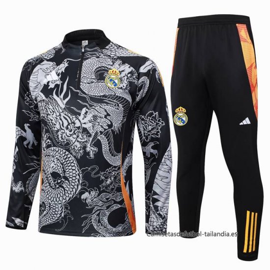 Chandal de Sudadera del Real Madrid Dragon 2024-2025 Negro - Haga un click en la imagen para cerrar