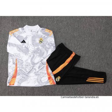Chandal de Sudadera del Real Madrid Dragon Nino 2024-2025 Blanco