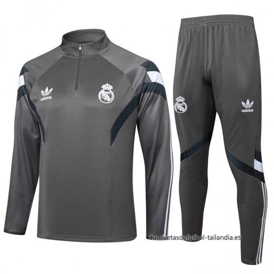 Chandal de Sudadera del Real Madrid Nino 2024-2025 Gris - Haga un click en la imagen para cerrar