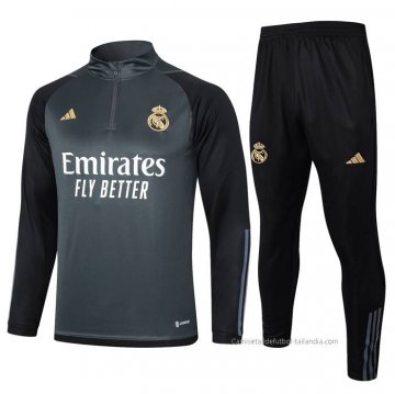 Chandal de Sudadera del Real Madrid Nino 2023-2024 Gris Chandal de Sudadera del Real Madrid Nino 2023-2024 Gris