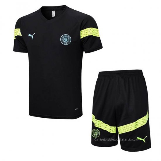 Chandal del Manchester City Manga Corta 2022-2023 Negro - Pantalon Corto - Haga un click en la imagen para cerrar