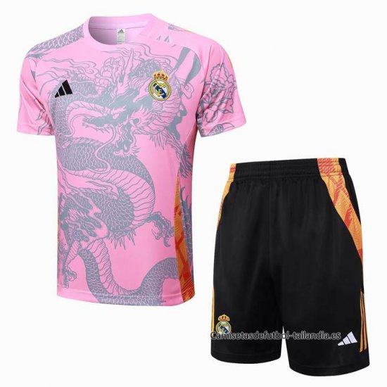 Chandal del Real Madrid Dragon Manga Corta 2024-2025 Rosa - Pantalon Corto - Haga un click en la imagen para cerrar