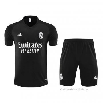 Chandal del Real Madrid Manga Corta 2023-2024 Negro - Pantalon Corto