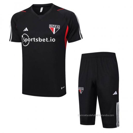 Chandal del Sao Paulo Manga Corta 2023-2024 Negro - Pantalon Corto - Haga un click en la imagen para cerrar