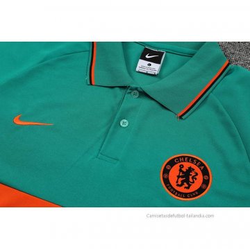 Conjunto Polo del Chelsea 2022-2023 Verde y Naranja