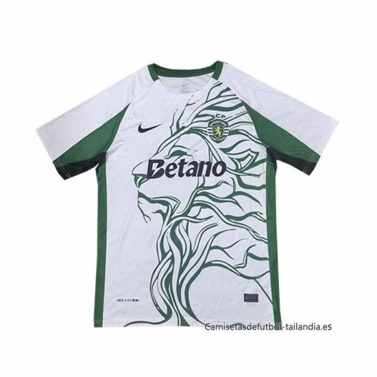 Tailandia Camiseta Sporting Special 2025-2026 Blanco Verde - Haga un click en la imagen para cerrar