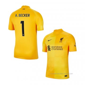 Camiseta Liverpool Portero Jugador A.Becker 2021-2022 Amarillo Camiseta Liverpool Portero Jugador A.Becker 2021-2022 Amarillo
