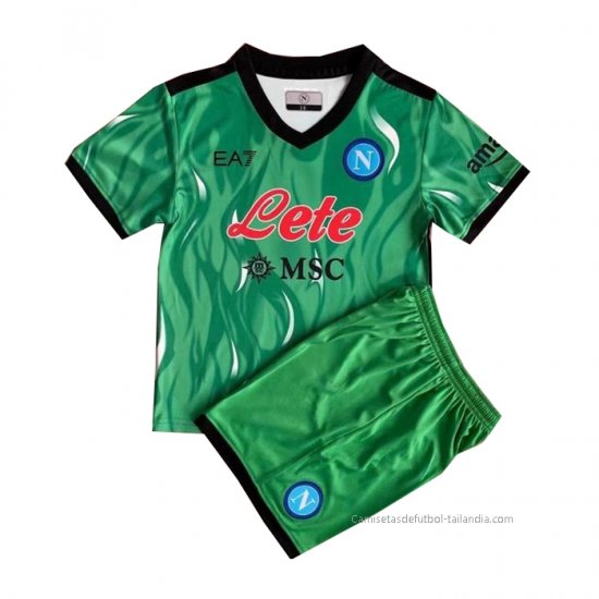 Camiseta Napoli Portero Nino 2021-2022 Verde - Haga un click en la imagen para cerrar
