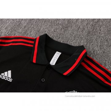 Camiseta Polo del Manchester United 2021-2022 Negro y Rojo