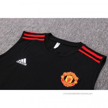 Camiseta de Entrenamiento Manchester United Sin Mangas 2022-2023 Negro