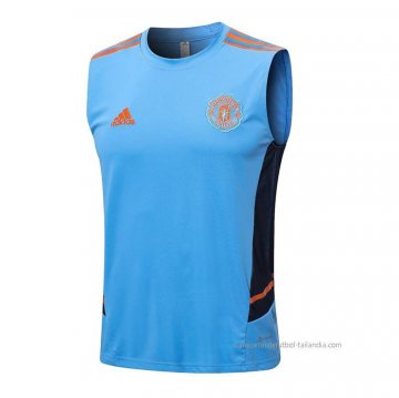 Camiseta de Entrenamiento Manchester United Sin Mangas 2022-2023 Azul Claro Camiseta de Entrenamiento Manchester United Sin Mangas 2022-2023 Azul Claro
