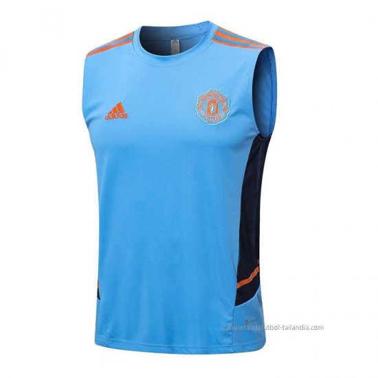 Camiseta de Entrenamiento Manchester United Sin Mangas 2022-2023 Azul Claro - Haga un click en la imagen para cerrar