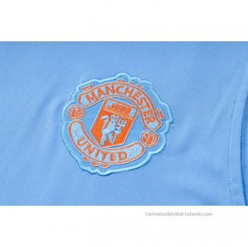 Camiseta de Entrenamiento Manchester United Sin Mangas 2022-2023 Azul Claro