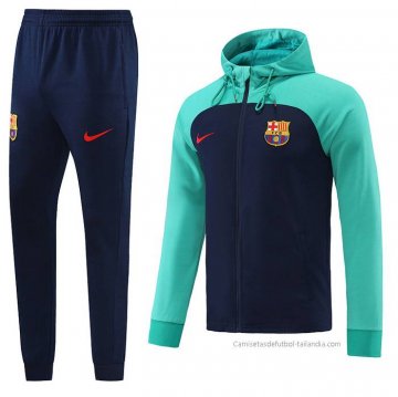 Chandal con Capucha del Barcelona 2022-2023 Verde y Azul