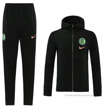 Chandal con Capucha del Inter Milan 2021 Negro Chandal con Capucha del Inter Milan 2021 Negro