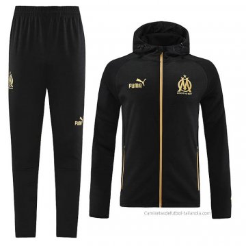 Chandal con Capucha del Olympique Marsella 2022-2023 Negro Chandal con Capucha del Olympique Marsella 2022-2023 Negro
